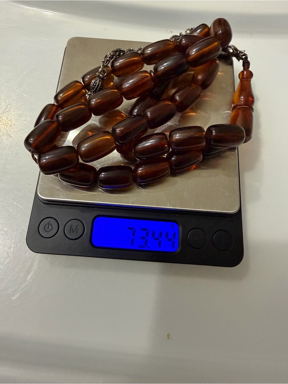 Antique Heavy Damarli Faturan Bakelite Tesbih 73.44g 17x11mm Islamic Prayer Bead